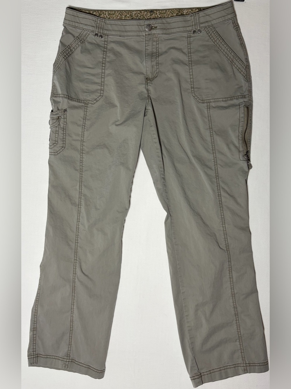 2 Pair Natural Reflections Cargo Utility Pants Women's Size 16 Khaki Gray Good